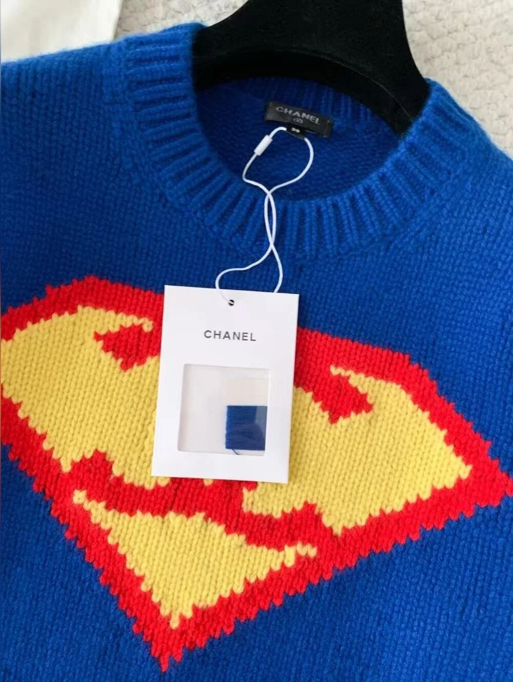 CHANEL Blue Cashmere Crewneck Sweater